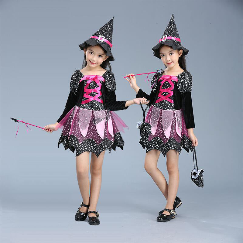 Halloween Children'S Costume Cloak Witch Dress Up Vampire Girl Performance Clothes