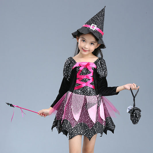 Halloween Children'S Costume Cloak Witch Dress Up Vampire Girl Performance Clothes