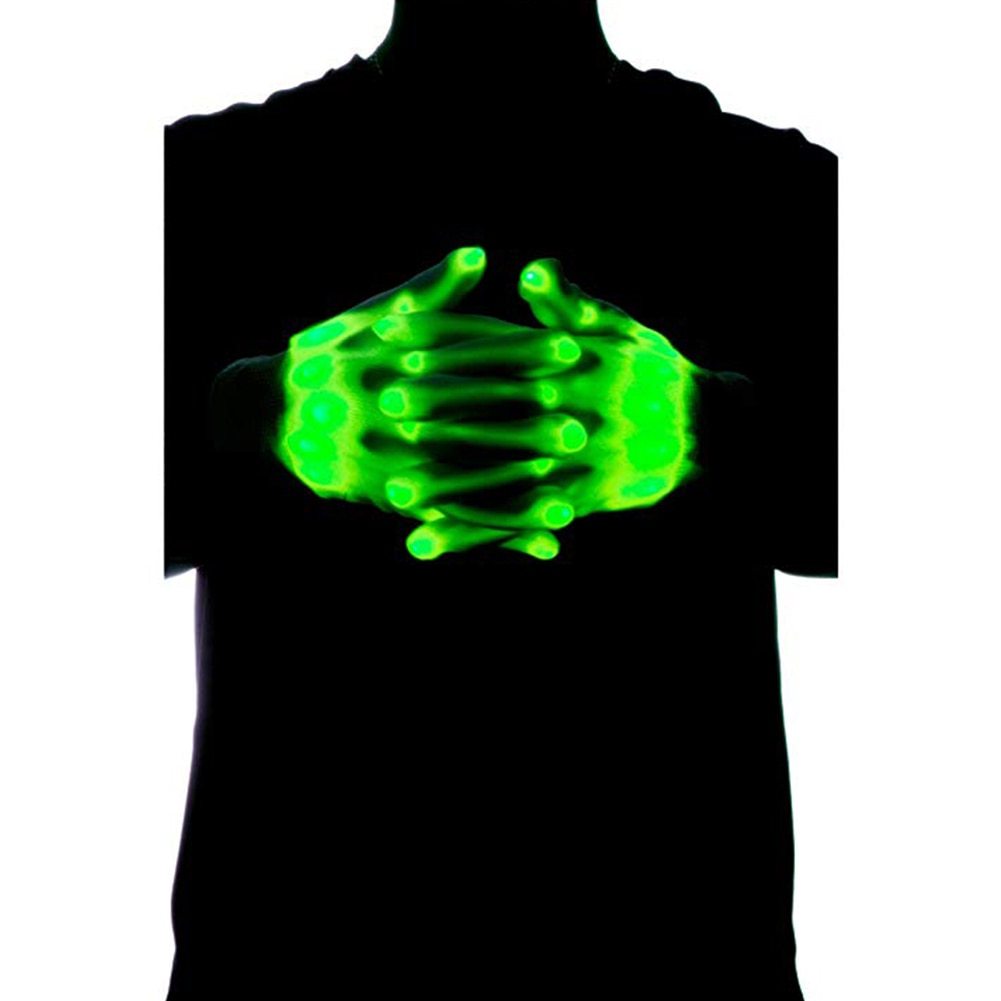 1Pair Chic LED Light Up Skeleton Hand Gloves Halloween Christmas Costume Decor