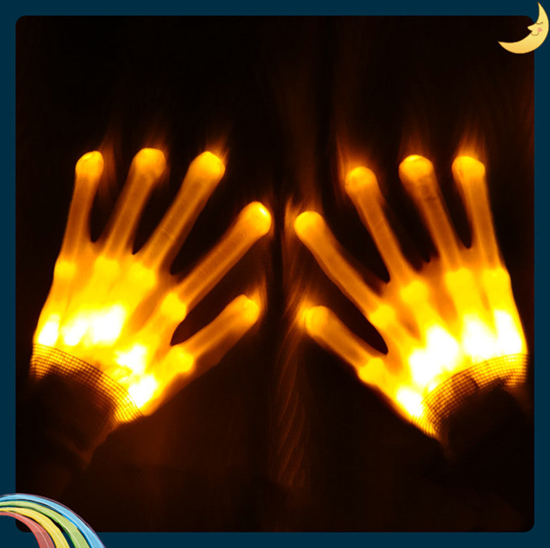 1Pair Chic LED Light Up Skeleton Hand Gloves Halloween Christmas Costume Decor