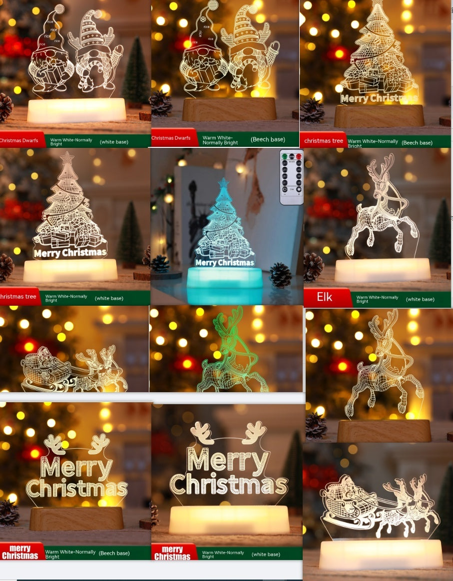 3D Lamp Acrylic LED Night Lights New Year Christmas Kids Gift Christmas Ornaments