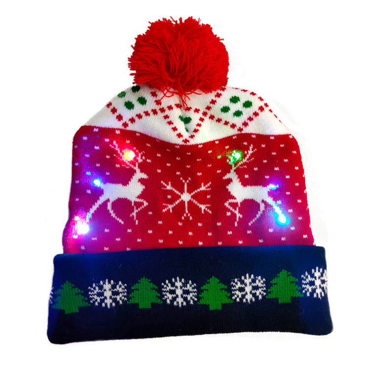 LED Christmas Hat Sweater Knitted Beanie Christmas Light Up Hat