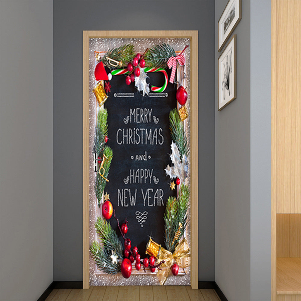 Christmas Creative 3D Door Sticker Happy New Year