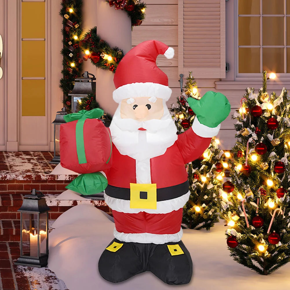 Inflatable Twig Snowman Ornament with LED Light Cartoon Giant Snowman for Xmas Garden Party Decor