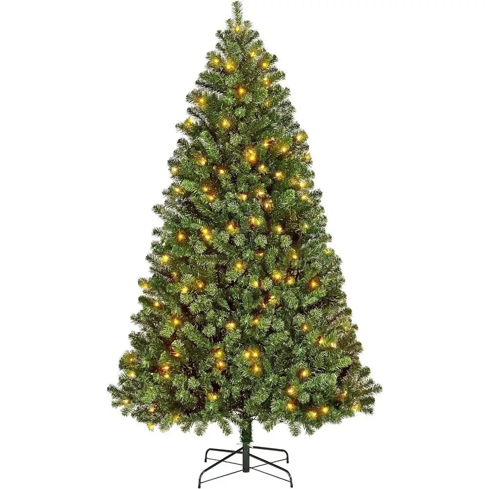 Christmas tree 6Ft Pre-lit Spruce Pre Lighted Xmas Tree with 300 Warm White Lights