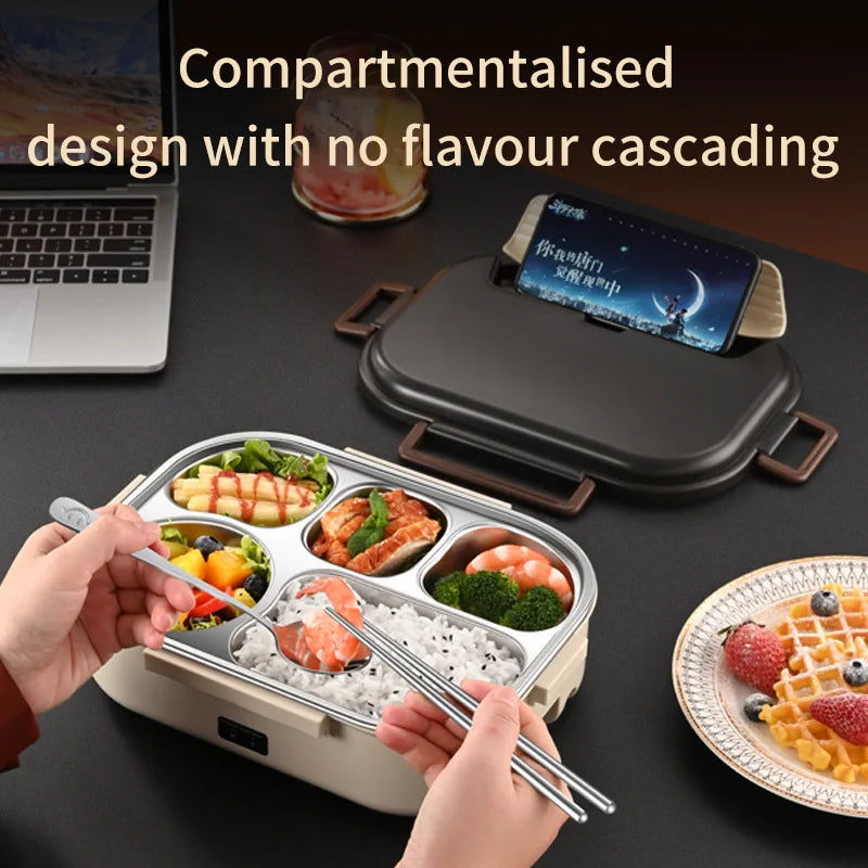 Electric Heated Lunch Boxes Stainless Steel Food Insulation