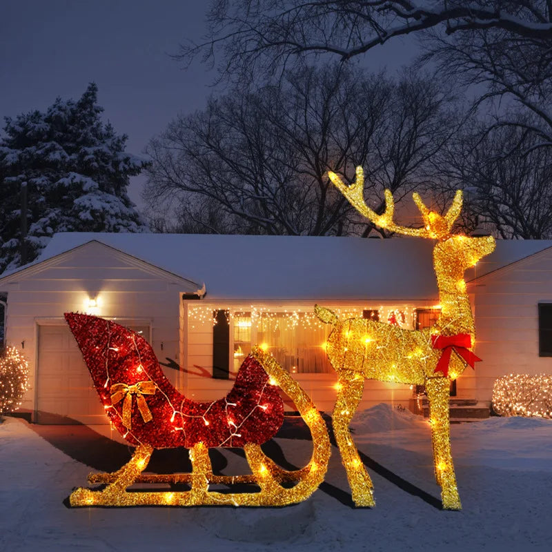 Newest Christmas Lighting Deer Decoration A Family of Three Outdoor Garden