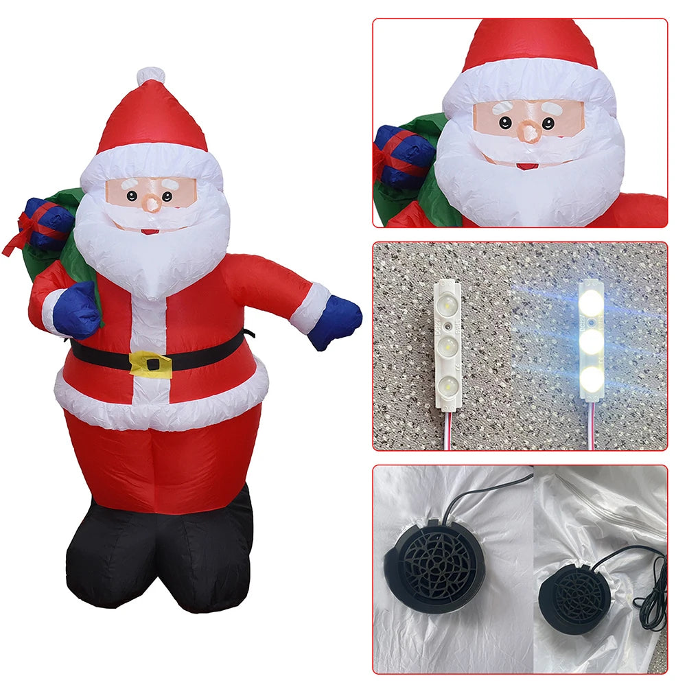 Inflatable Twig Snowman Ornament with LED Light Cartoon Giant Snowman for Xmas Garden Party Decor