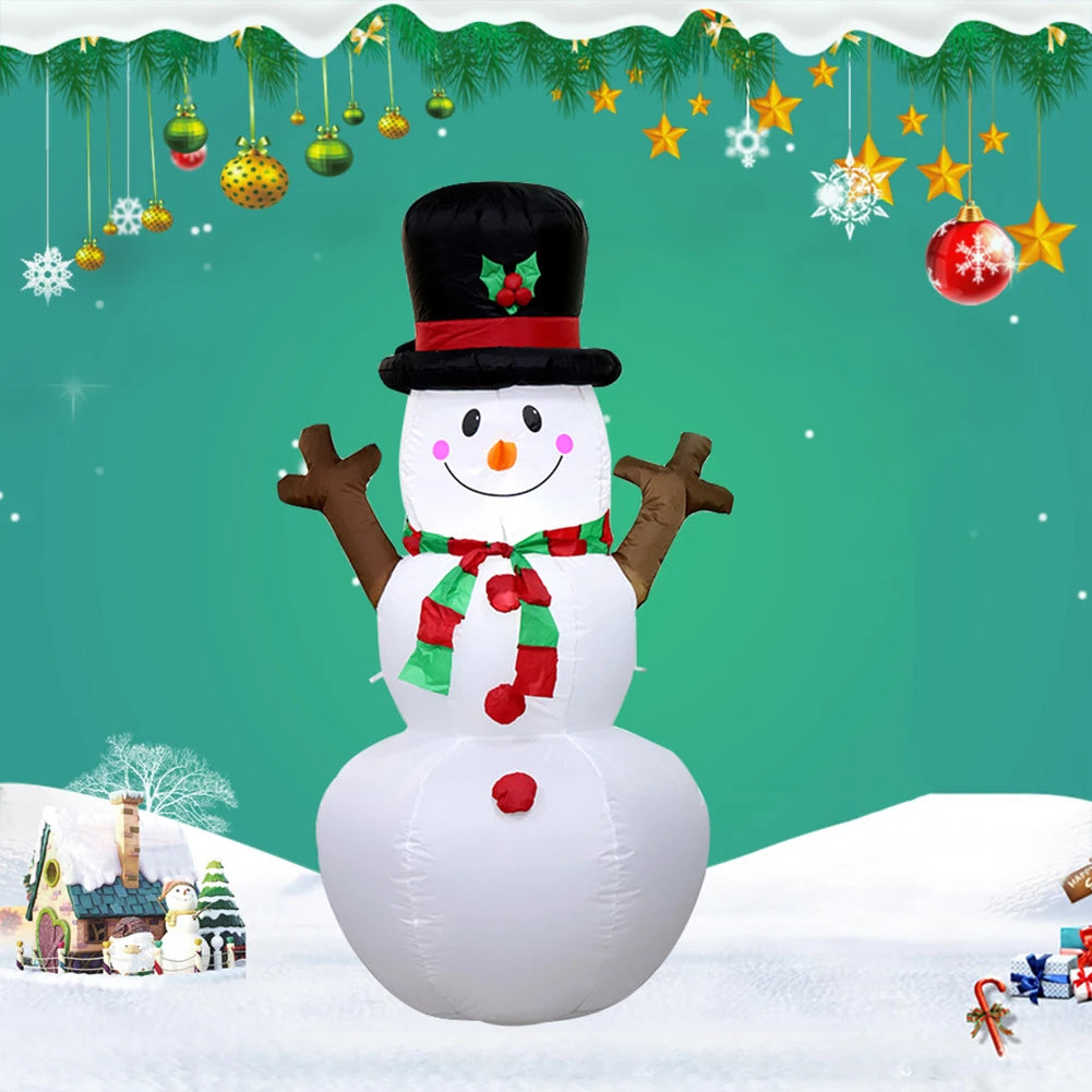 Inflatable Twig Snowman Ornament with LED Light Cartoon Giant Snowman for Xmas Garden Party Decor