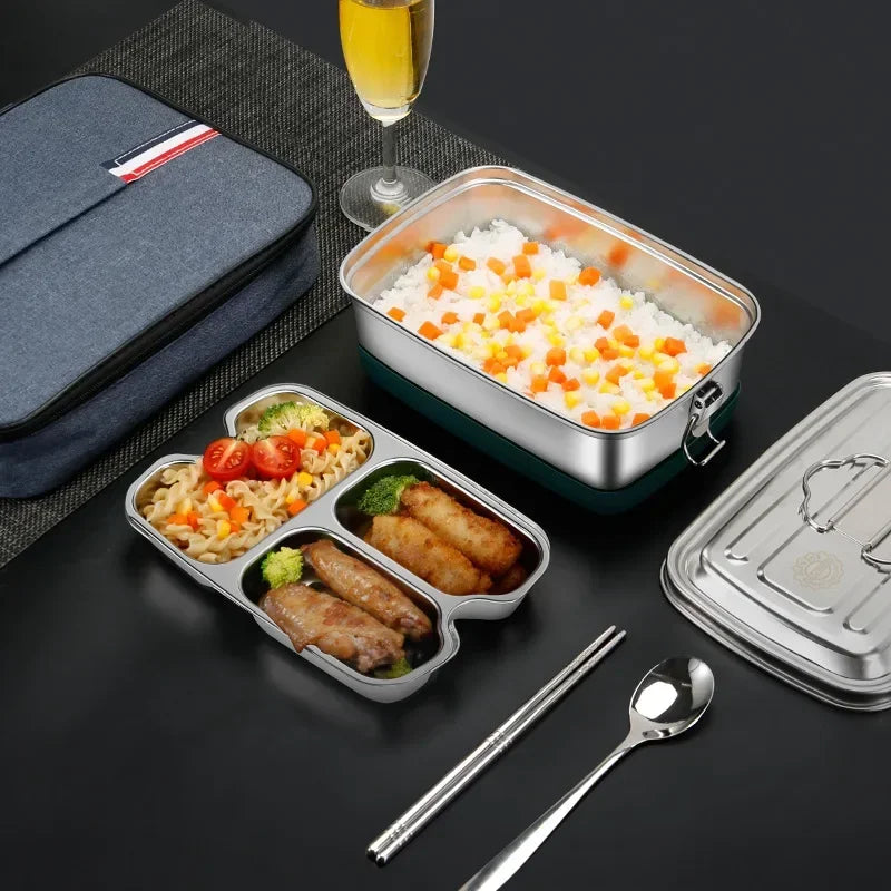 Japanese Stainless Steel Lunch Box With Plate Food Storage Containers