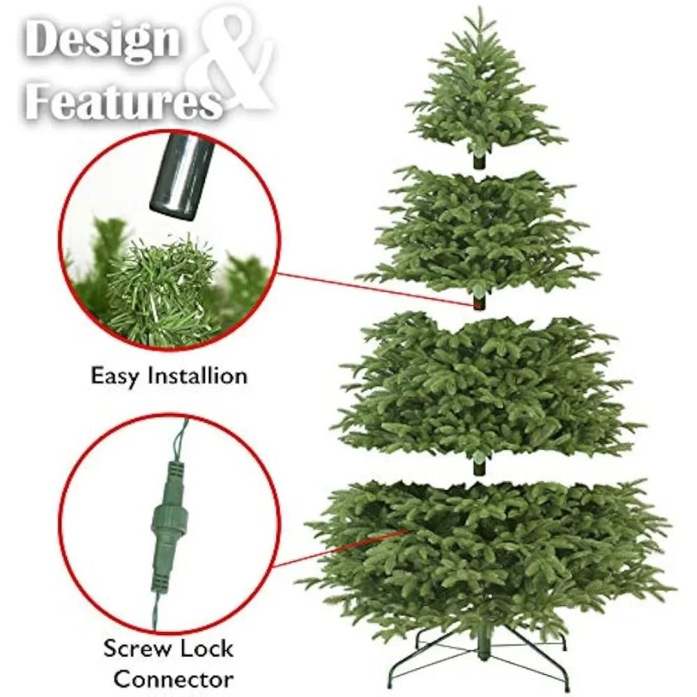 Christmas Tree 8 Ft Christmas Tree Premium Hinged Pre-lit Artificial W 750 Warm White