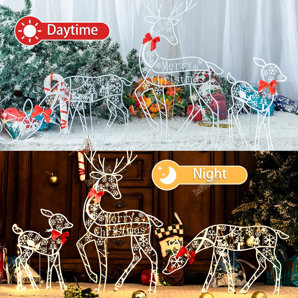 3PCS Handmake Iron Art Elk-Reindeer Deer Christmas Garden Decor