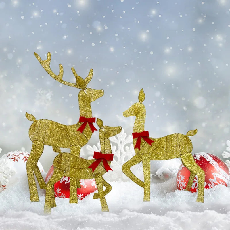 Newest Christmas Lighting Deer Decoration A Family of Three Outdoor Garden