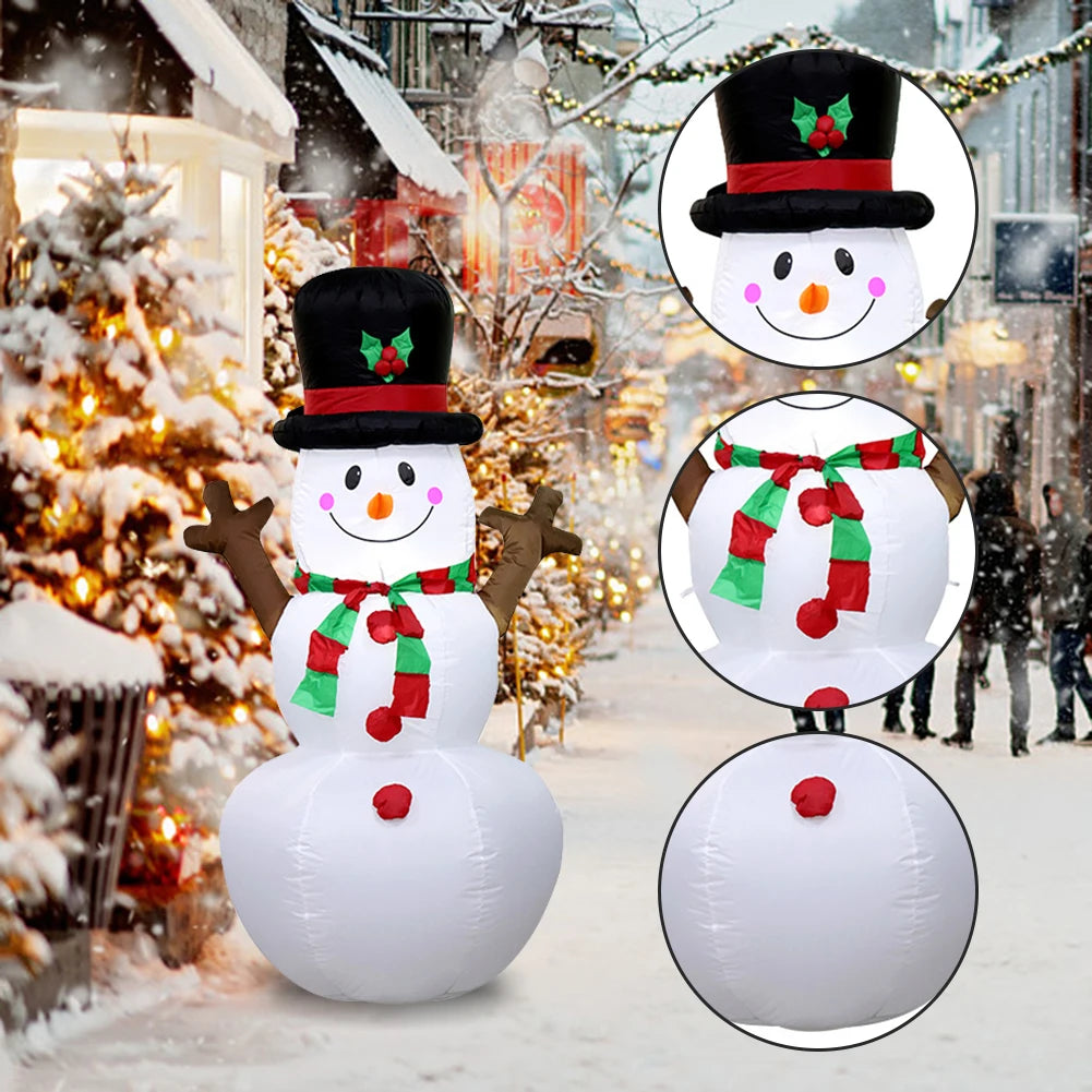 Inflatable Twig Snowman Ornament with LED Light Cartoon Giant Snowman for Xmas Garden Party Decor