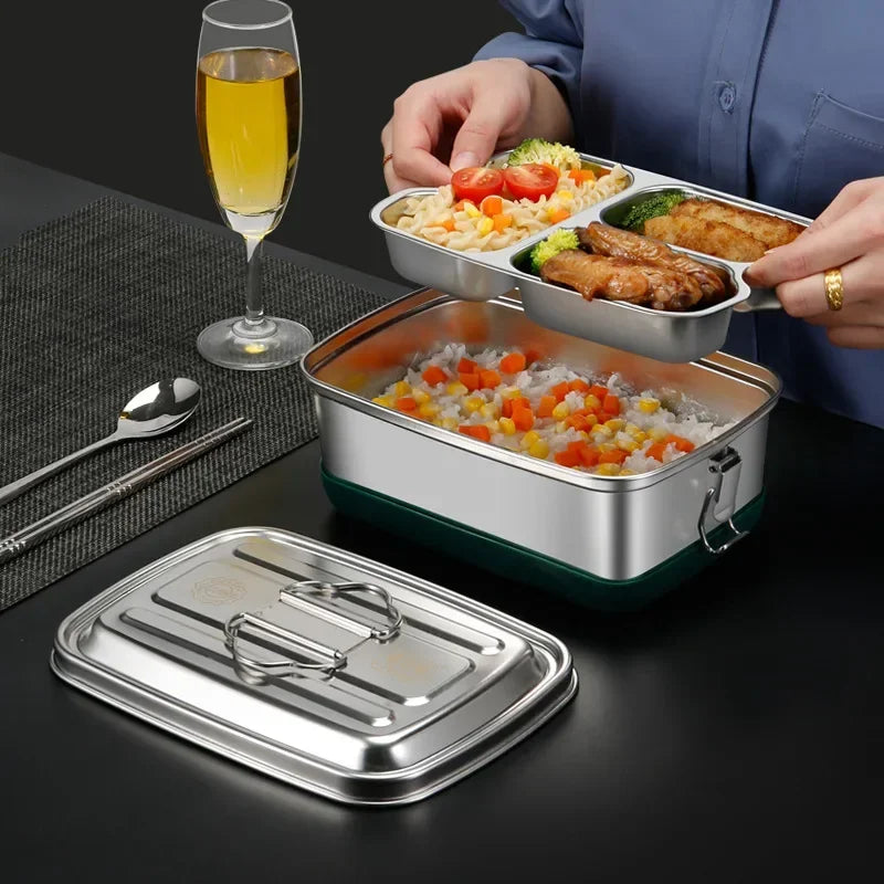 Japanese Stainless Steel Lunch Box With Plate Food Storage Containers