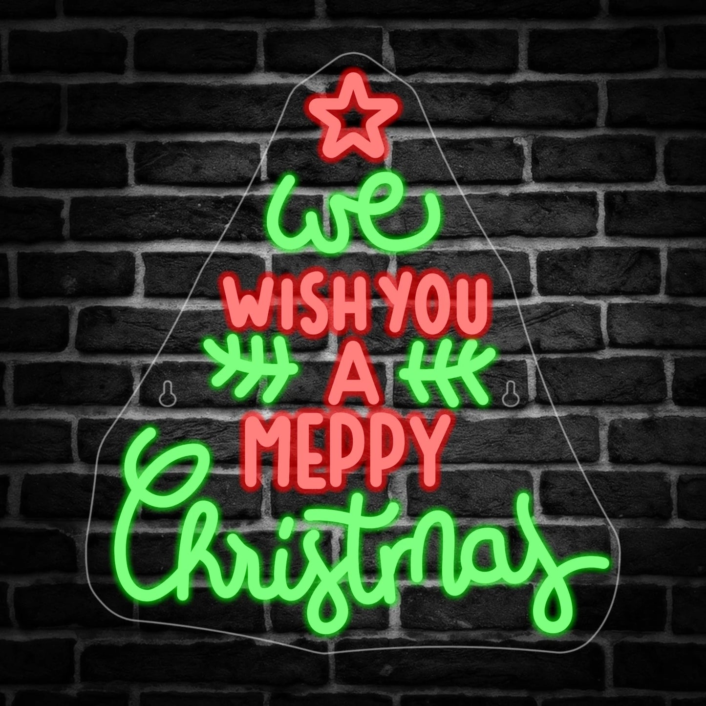 Wish You Merry Christmas Letter Neon Sign Xmas Tree Led Light Dimmable Room