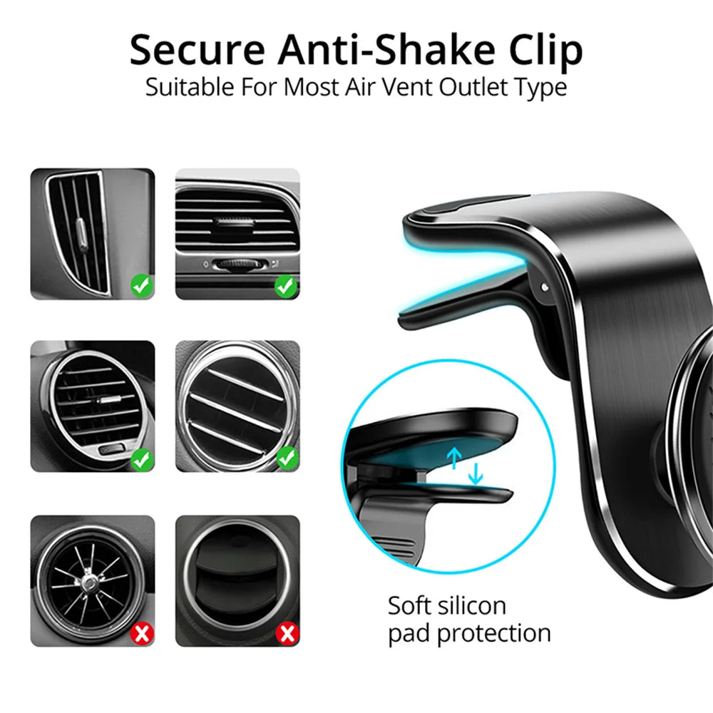 Magnetic Car Phone Holder Air Vent Clip Mount 360º Rotation