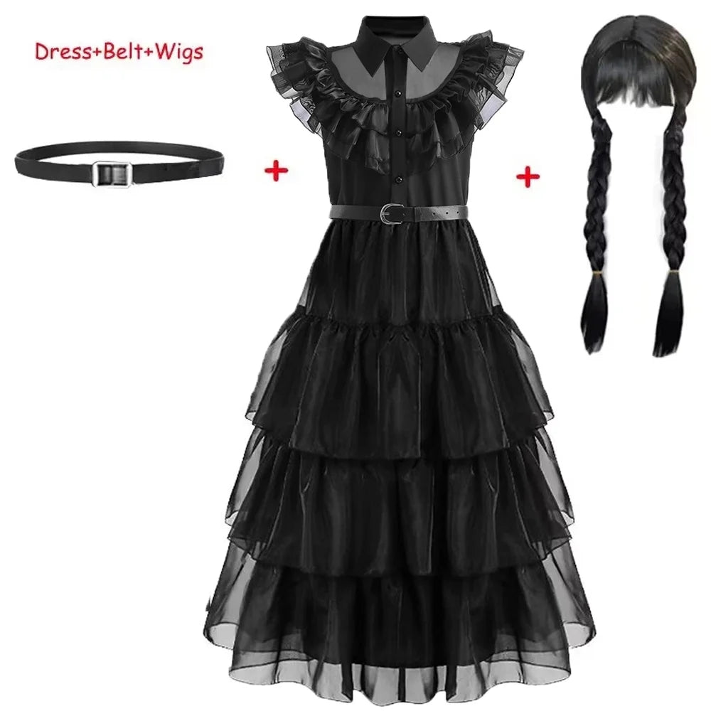 Halloween Black Lace Baby Girls Cloth Carnival Party Dress