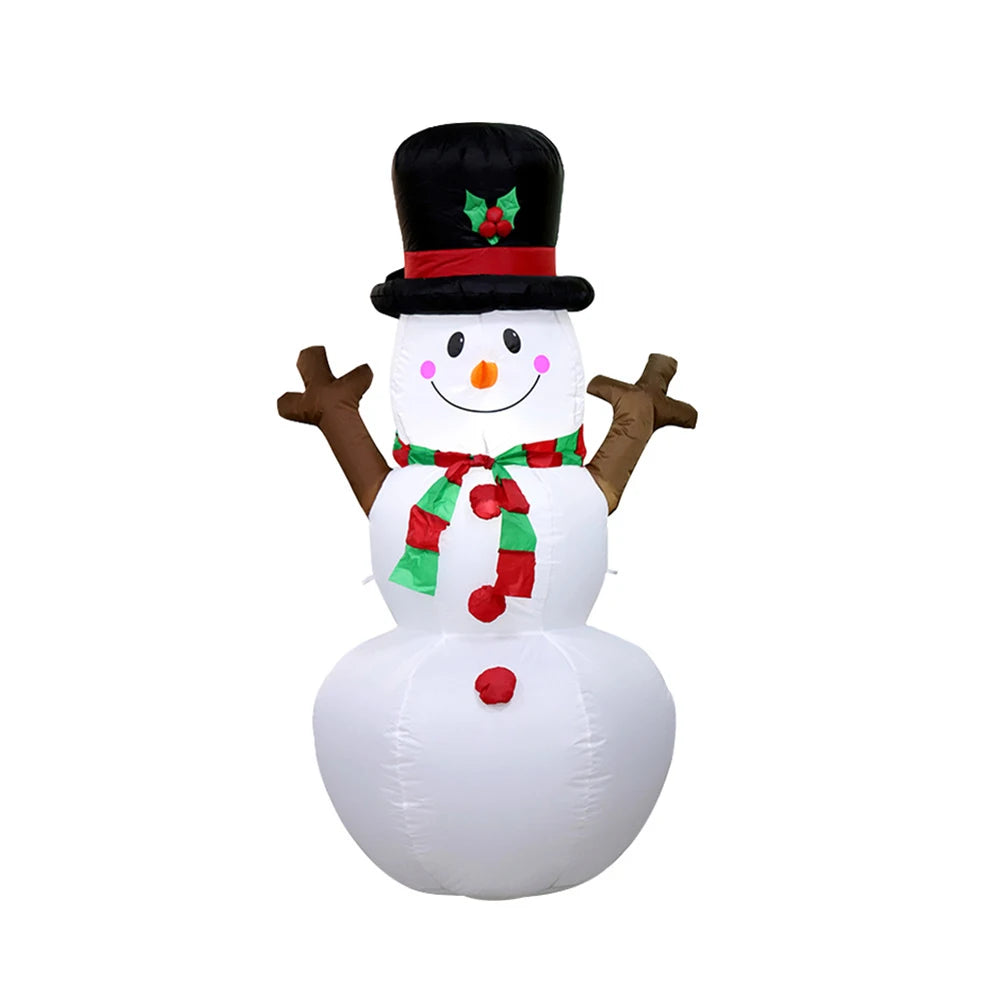 Inflatable Twig Snowman Ornament with LED Light Cartoon Giant Snowman for Xmas Garden Party Decor