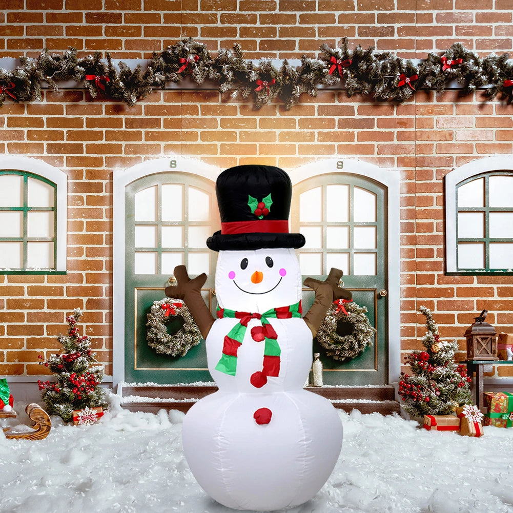 Inflatable Twig Snowman Ornament with LED Light Cartoon Giant Snowman for Xmas Garden Party Decor