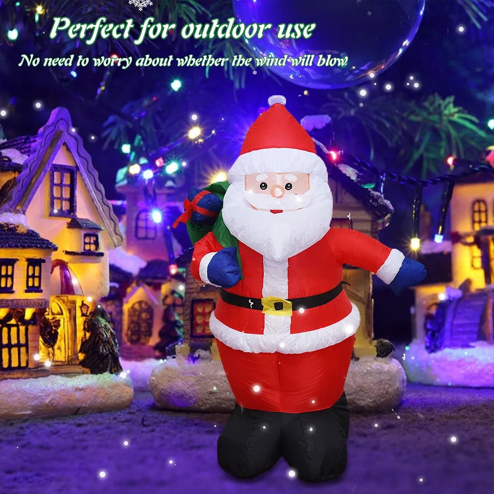 Inflatable Twig Snowman Ornament with LED Light Cartoon Giant Snowman for Xmas Garden Party Decor