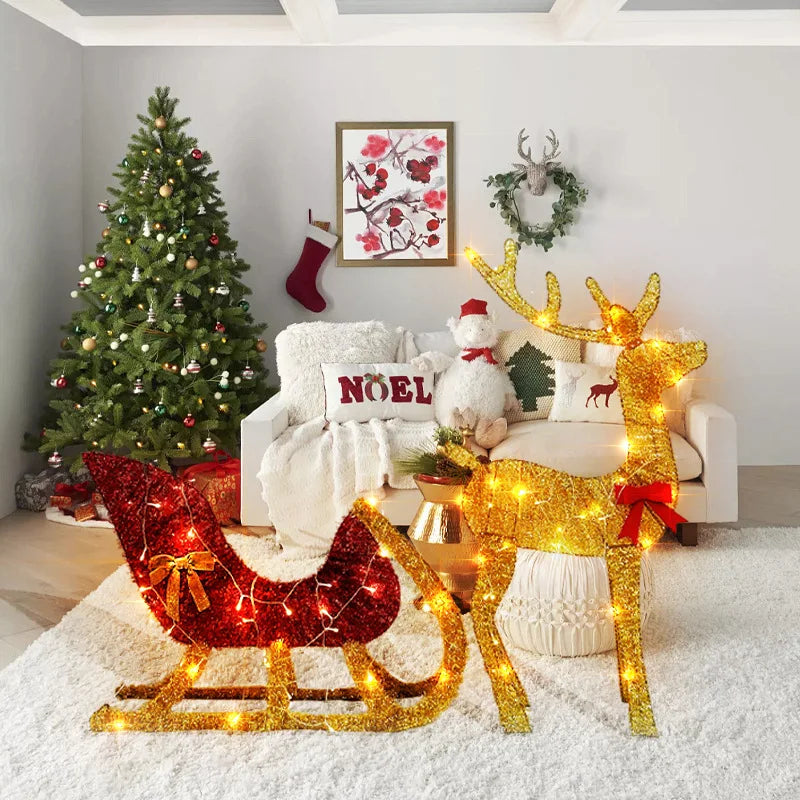 Newest Christmas Lighting Deer Decoration A Family of Three Outdoor Garden