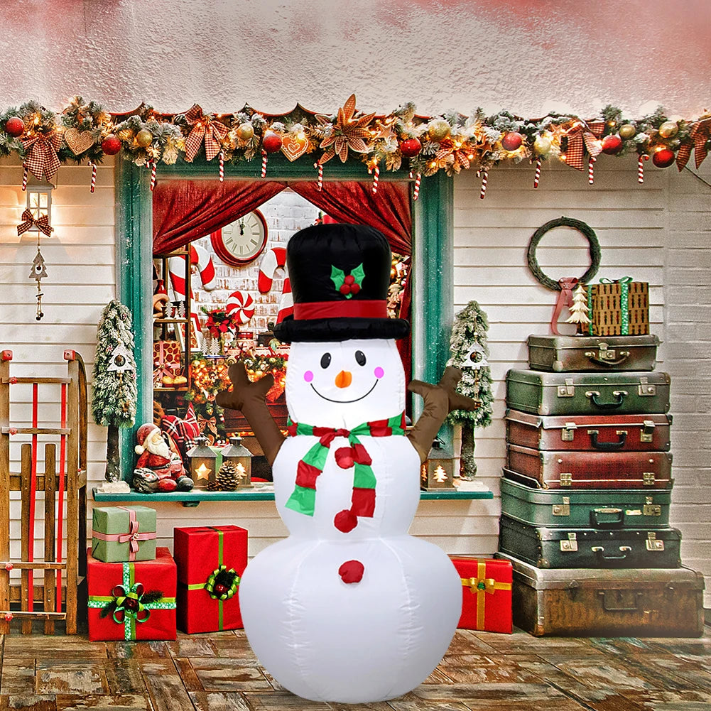 Inflatable Twig Snowman Ornament with LED Light Cartoon Giant Snowman for Xmas Garden Party Decor