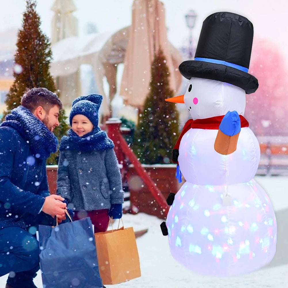 Inflatable Twig Snowman Ornament with LED Light Cartoon Giant Snowman for Xmas Garden Party Decor