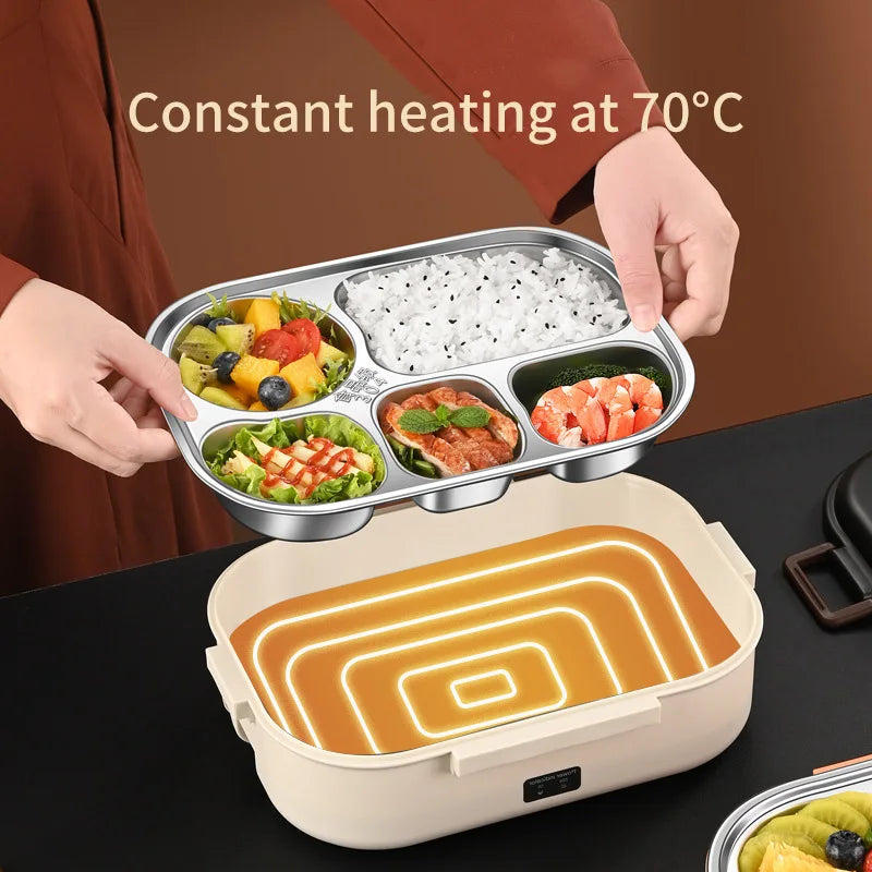 Electric Heated Lunch Boxes Stainless Steel Food Insulation