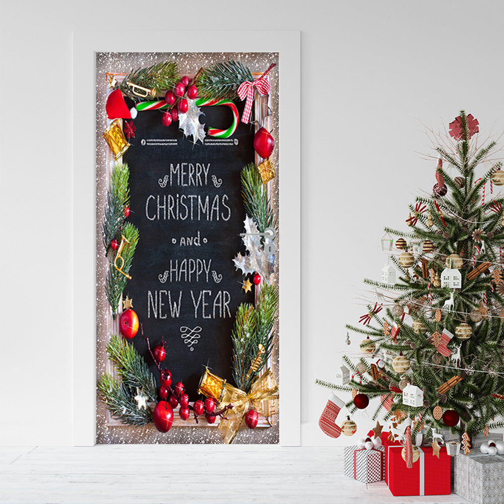 Christmas Creative 3D Door Sticker Happy New Year