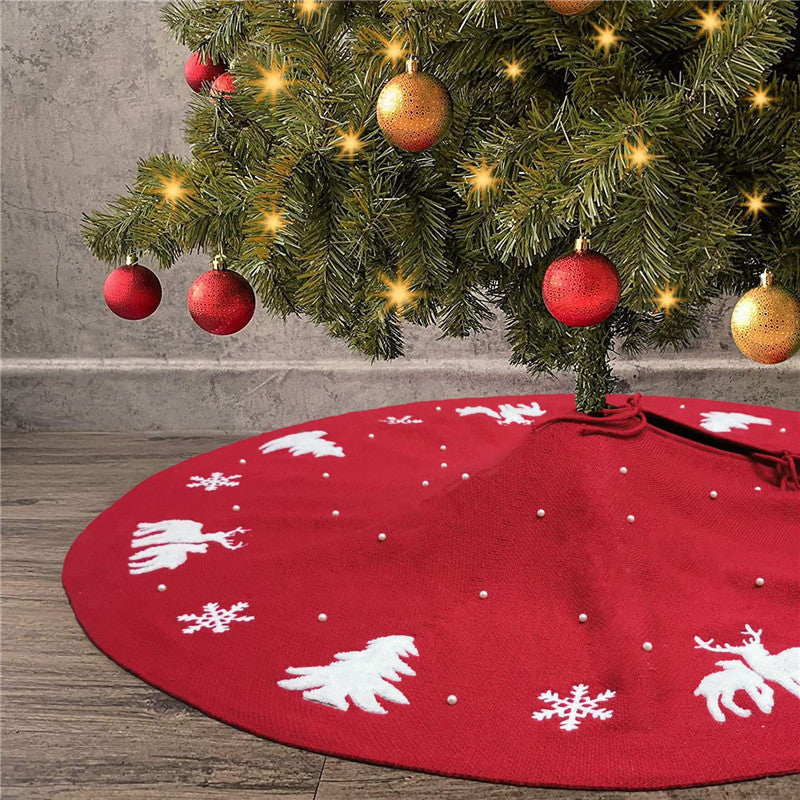 Christmas Tree Skirt Floor Mat Decoration Knitted