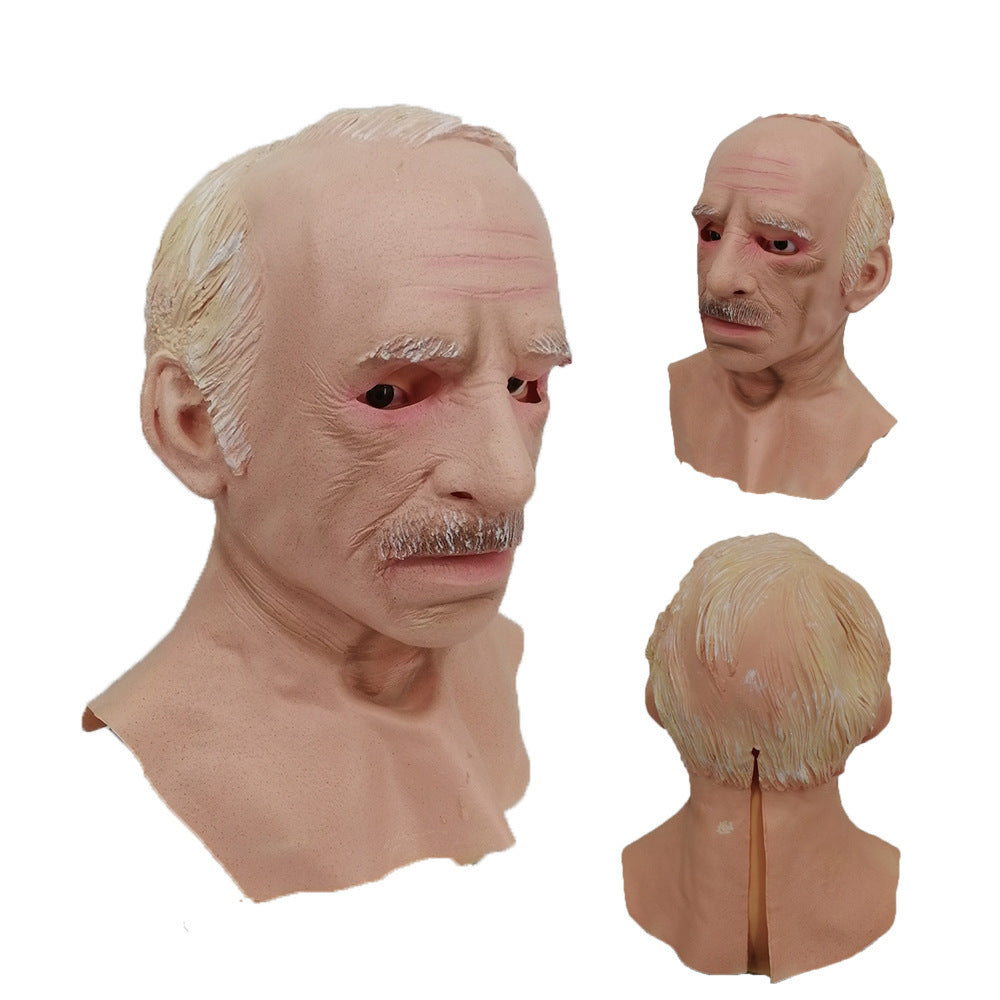 Bald Grandpa Maskwig Latex Old Head Cover