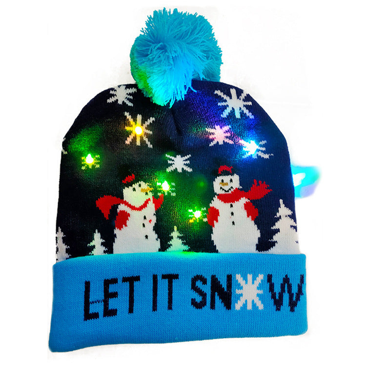 LED Christmas Hat Sweater Knitted Beanie Christmas Light Up Hat